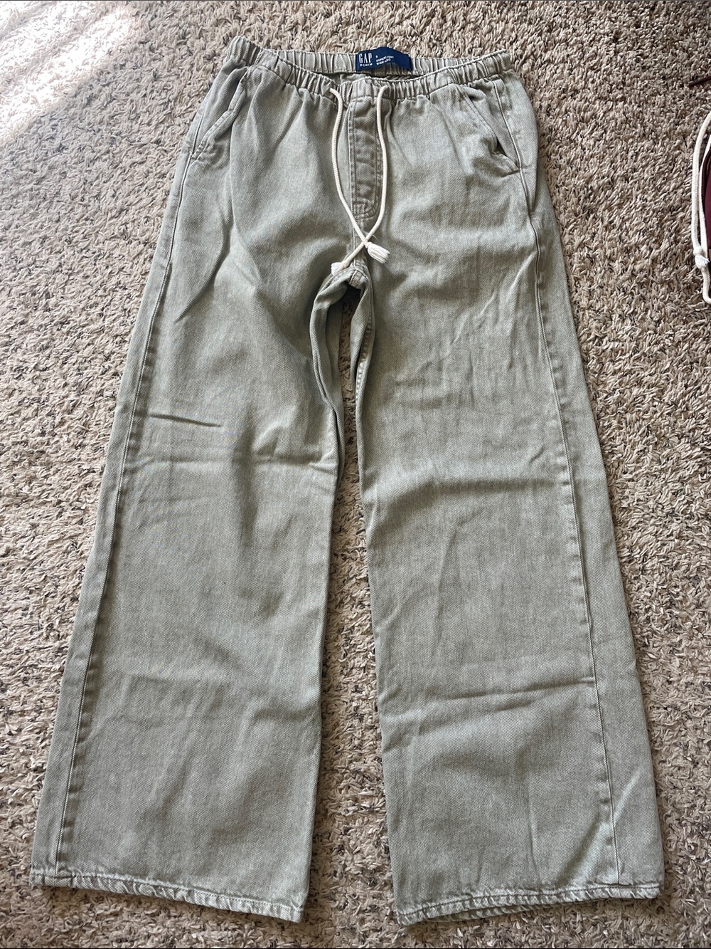 GAP Women's Olive Green Drawstring Wide-Leg Pants